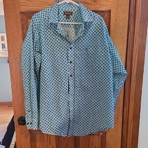 Ariat Men's Blue Geometric Button Down Shirt